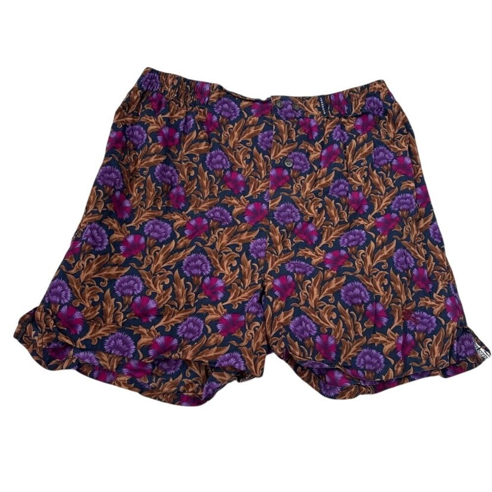 Burberry London Purple and Gold Print Cotton Boxer Shorts Size Small